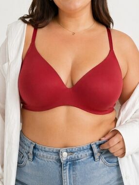 Knix WingWoman Seamless Red Bra Size 8+ / 38G Wireless Full Coverage Comfort